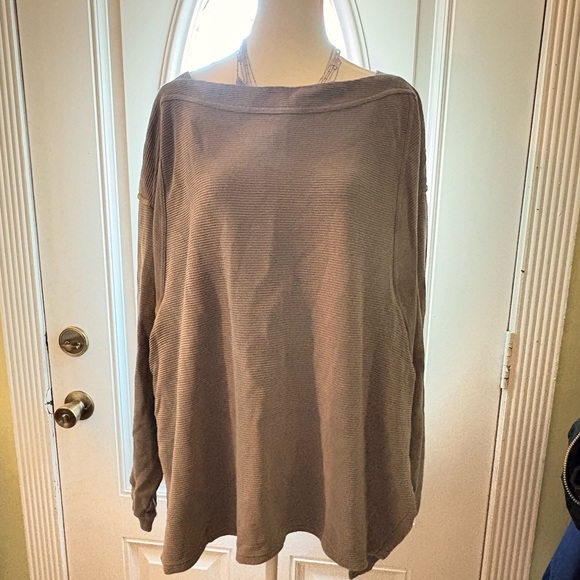 Vintage FP Movement by Free People 100% cotton thermal style Taupe Blouse